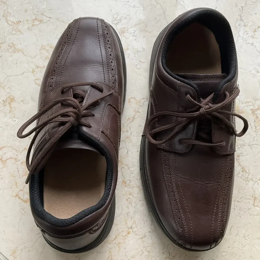 ORTHOFEET #467 Mens‎ size 12 wide Brown Gramercy Leather Shoes Size 12 2E